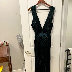 Addeline Green Velour Jumpsuit (wide leg)